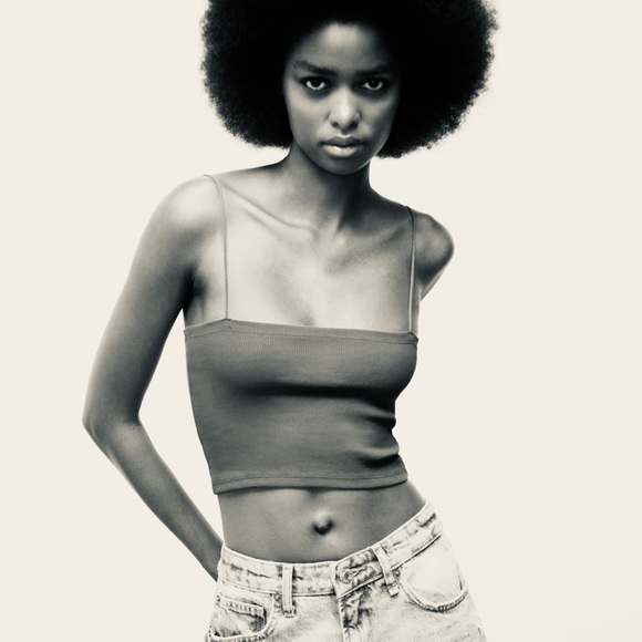 Zara Green Rib Top - Picture 2 of 6